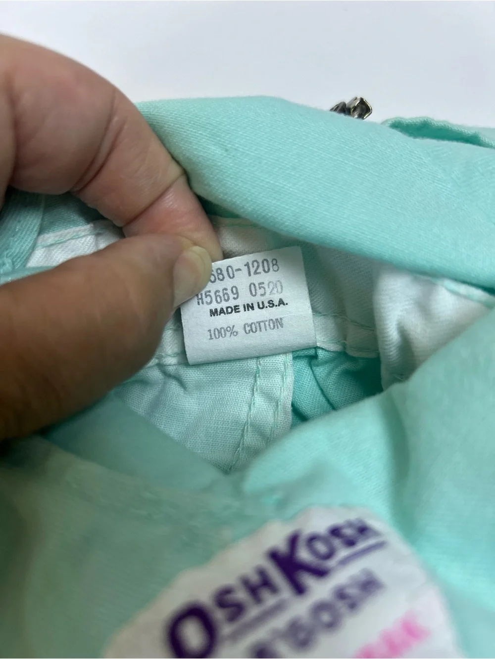 Vintage OshKosh B’gosh Mint Green Shortalls Romper 18 Months Made USA Baby